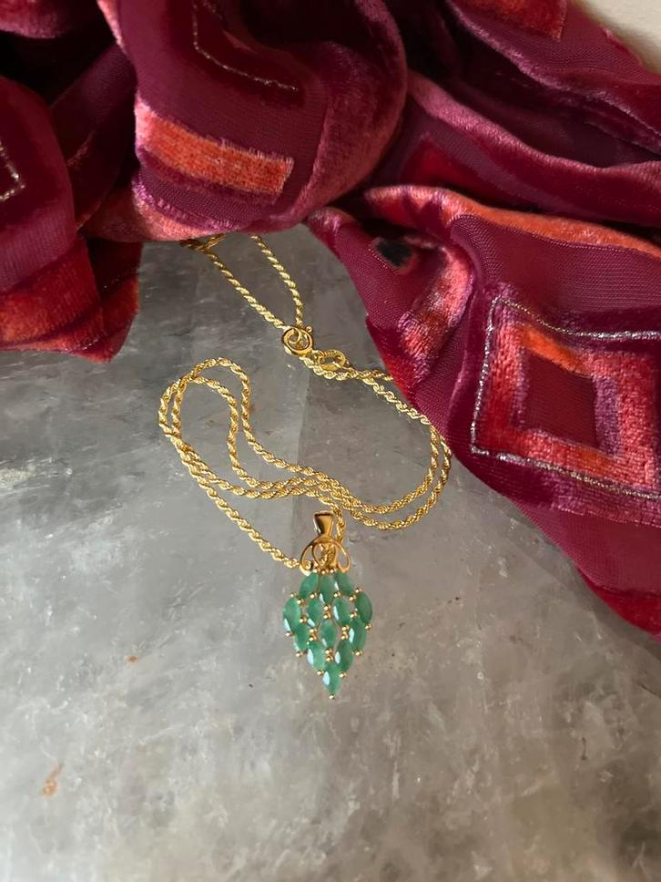 Smaragd hanger geluk beschermt vreugde intuïtie eyecatcher, Sieraden, Tassen en Uiterlijk, Kettingen, Nieuw, Zilver, Groen, Met edelsteen