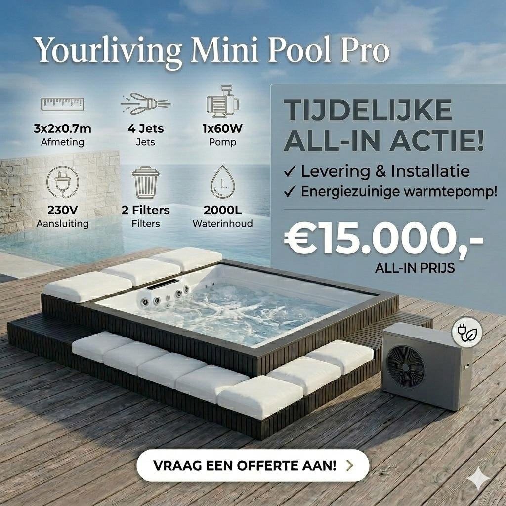 Yourliving Mini Pool Pro | incl. Energiezuinige warmtepomp, Ophalen, Zo goed als nieuw, USB