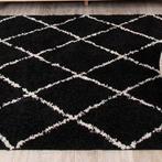 Hoogpolig vloerkleed 200/290 zwart/creme, Ophalen, Zwart, 200 cm of meer, Zo goed als nieuw