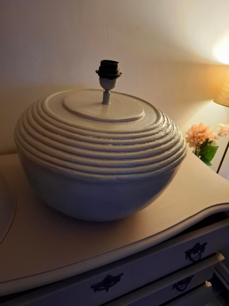 Stenen lampenvoet beige/bruin - Uniek design, Huis en Inrichting, Lampen | Tafellampen, Gebruikt, Minder dan 50 cm, Overige materialen