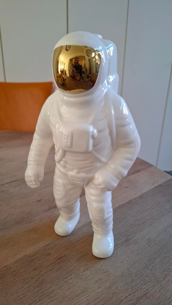 Witte astronaut decoratie vaas  met gouden vizier, Ophalen of Verzenden, Nieuw