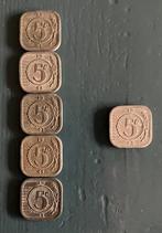 Nederlands oorlogsgeld van zink 5 centmunten 1941 en 1942., Ophalen of Verzenden, Koningin Wilhelmina, 5 cent