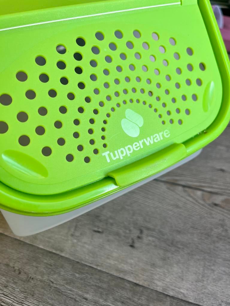 Tupperware aardappelbak met groen deksel, Ophalen of Verzenden, Gebruikt, Groen, Bak of Kom