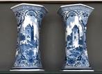 Set van 2 Vintage Delfts Blauwe Kasteel Vazen1951 Handwerk, Antiek en Kunst, Antiek | Vazen, Ophalen of Verzenden