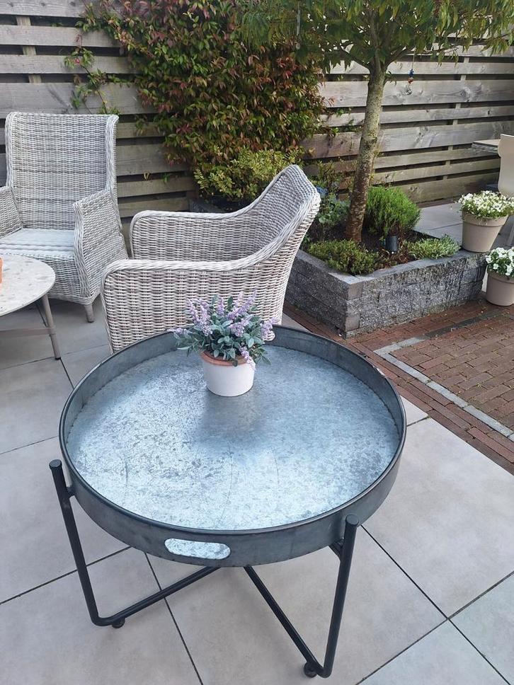 Tuin salontafel, rond, metaal., Tuin en Terras, Tuintafels, Rond, Metaal, Ophalen of Verzenden