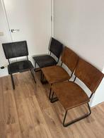 4 eetkamerstoelen: 2 grijs, 2 bruin, Huis en Inrichting, Stoelen, Ophalen, Gebruikt, Bruin, Vier