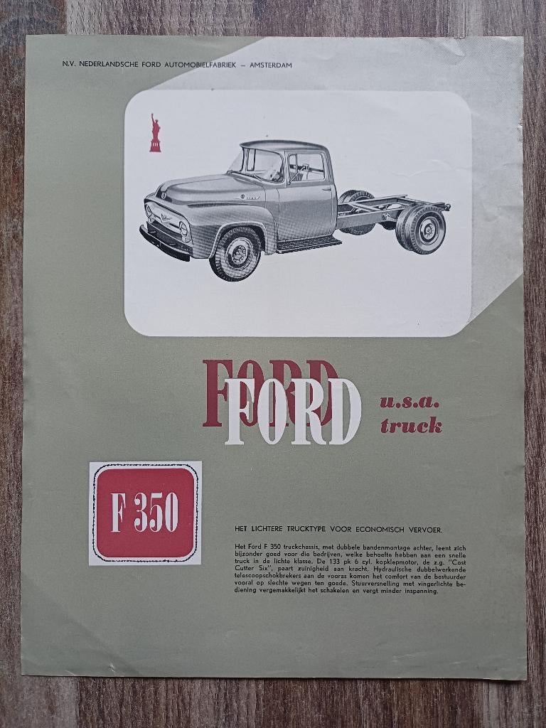 Ford F350 u.s.a. truck leaflet uit 1955, Verzenden, Gelezen, Ford