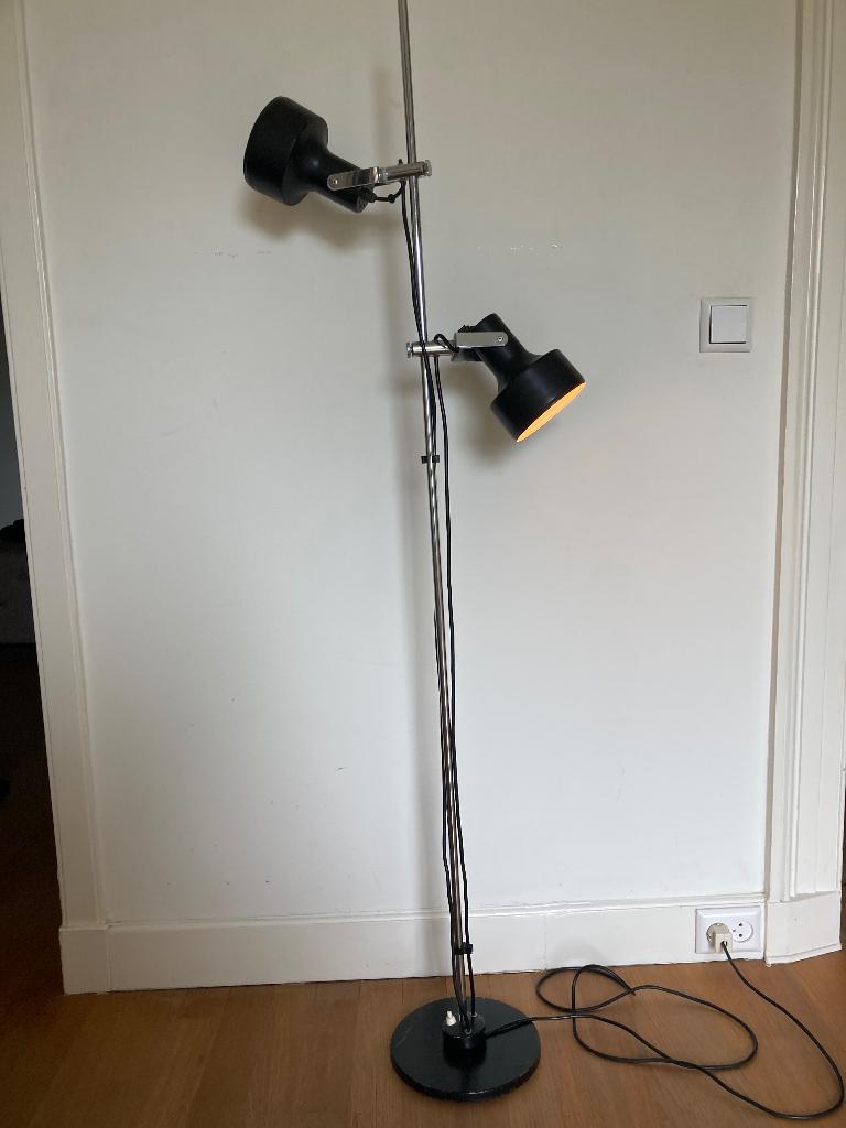 Anvia vloerlamp 2 spots zwart chroom/ metaal jaren 60, Huis en Inrichting, Lampen | Vloerlampen, Ophalen, Gebruikt, Vintage, Metaal