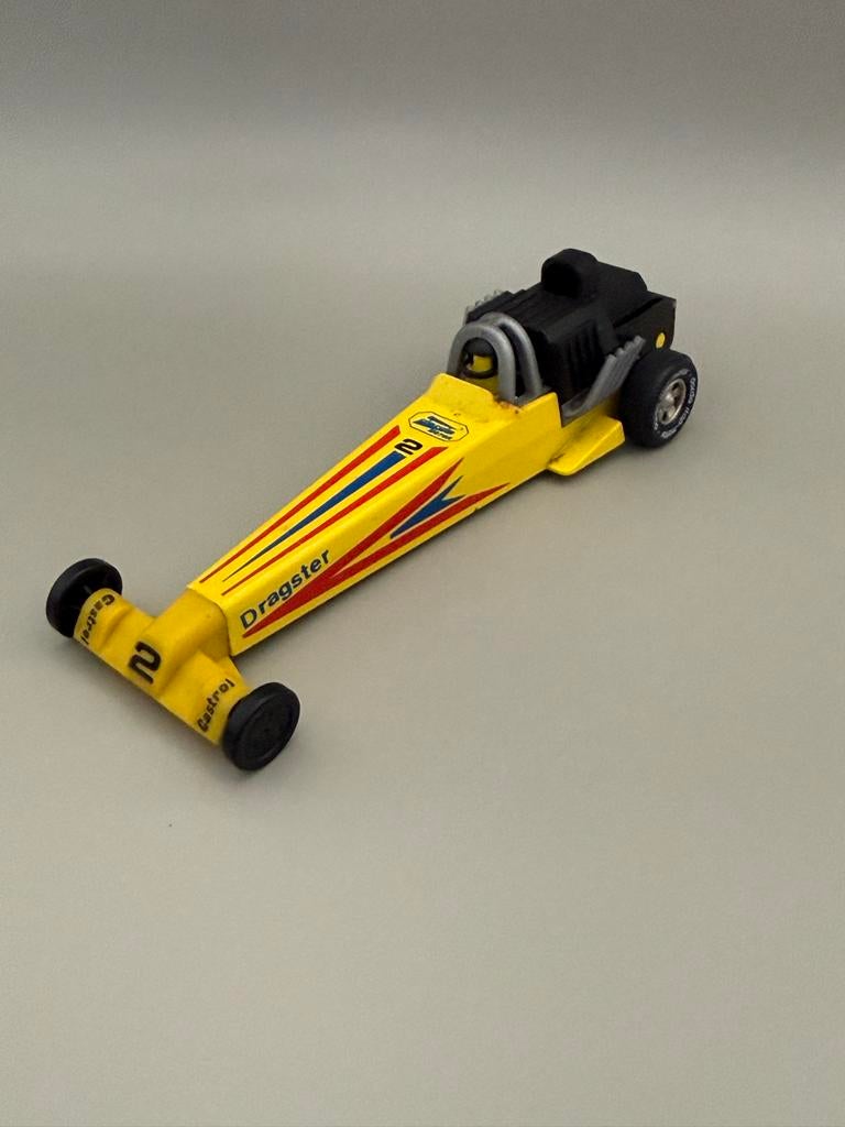 Vintage Darda Dragster Modelauto - Geel met Castrol #2, Ophalen of Verzenden, Zo goed als nieuw, Auto