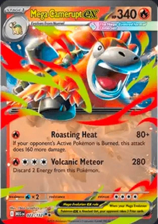 Pokémon Kaarten - Mega Camerupt EX (MEG 86) - Holo, Ophalen of Verzenden, Nieuw, Losse kaart, Foil