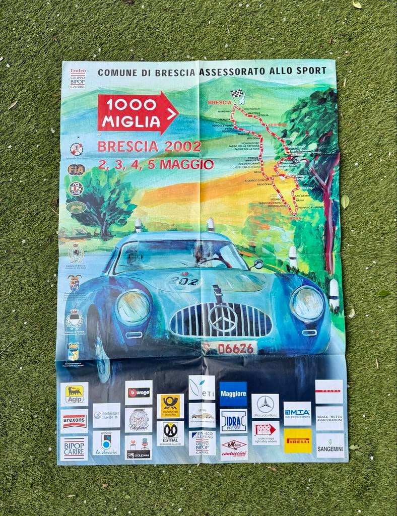 1000 Miglia 2002 poster Mille Miglia, Ophalen of Verzenden, Gebruikt, Auto's