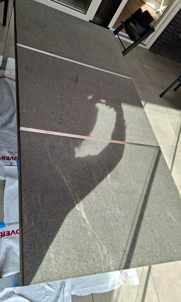 Zware tuintafel, Tuin en Terras, Tuintafels, Ophalen, Gebruikt, Rechthoekig, Rvs