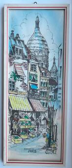 Aquarel Montmartre Parijs - Place du Tertre & Sacré-Cœur, Ophalen of Verzenden