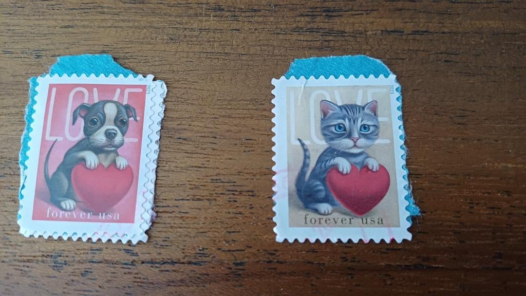 USA, 2023, puppy & kitten love stamps, Ophalen of Verzenden, Gestempeld, Dier of Natuur