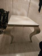 Eettafel hoogglans wit met 4x zwarte barokstoelen, Ophalen of Verzenden