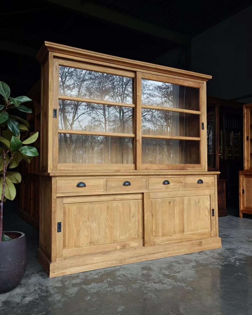 Teakhout Buffetkast | Winkelkast | Servieskast Vitrine #8686, Huis en Inrichting, Kasten | Buffetkasten, Niet ingevuld, Gebruikt
