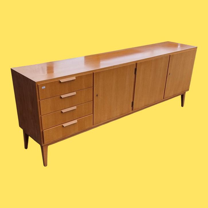 Vintage XL  dressoir mid century 200cm lang, Huis en Inrichting, Kasten | Dressoirs, 25 tot 50 cm, Ophalen of Verzenden