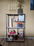 Open kast zwart metaal met MDF planken, Met plank(en), Gebruikt, 100 tot 150 cm, 50 tot 100 cm