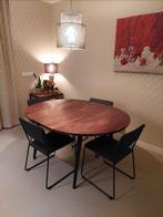 Ronde eettafel 4-6 persoons Donker Mango Hout, Huis en Inrichting, Tafels | Eettafels, Gebruikt, Rond, Vijf personen of meer, Modern en elegant