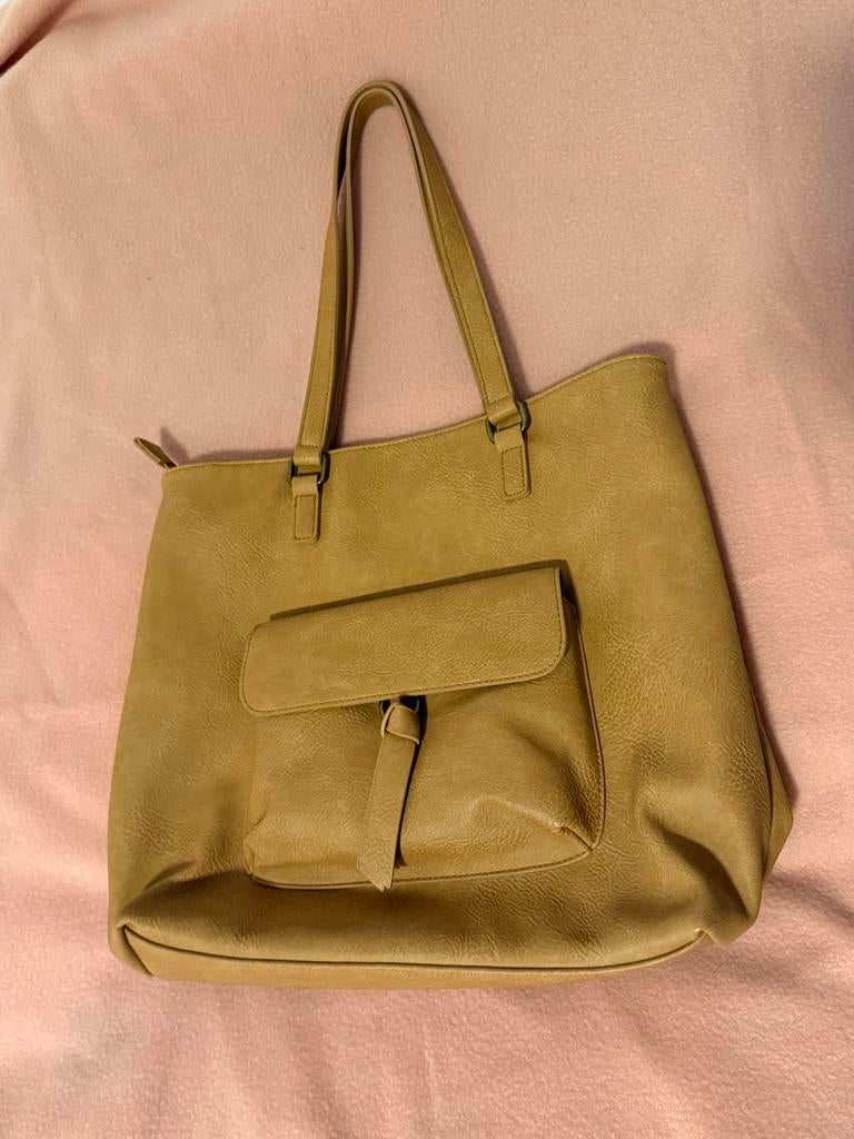 Lichtbruine tas met voorvak Anna Field als nieuw, Ophalen of Verzenden, Zo goed als nieuw, Bruin, Handtas