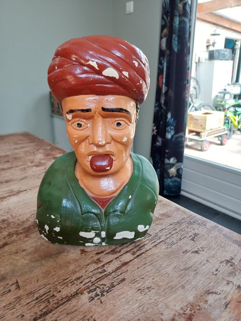 Authentieke Gaper Muzelman / Moor, Overige onderwerpen, Gips, Buste, Ophalen of Verzenden