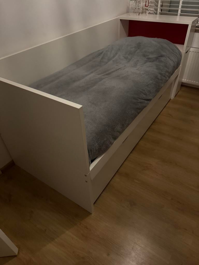 Ikea uitschuifbed!, Ophalen, 90 cm, Eenpersoons, Wit