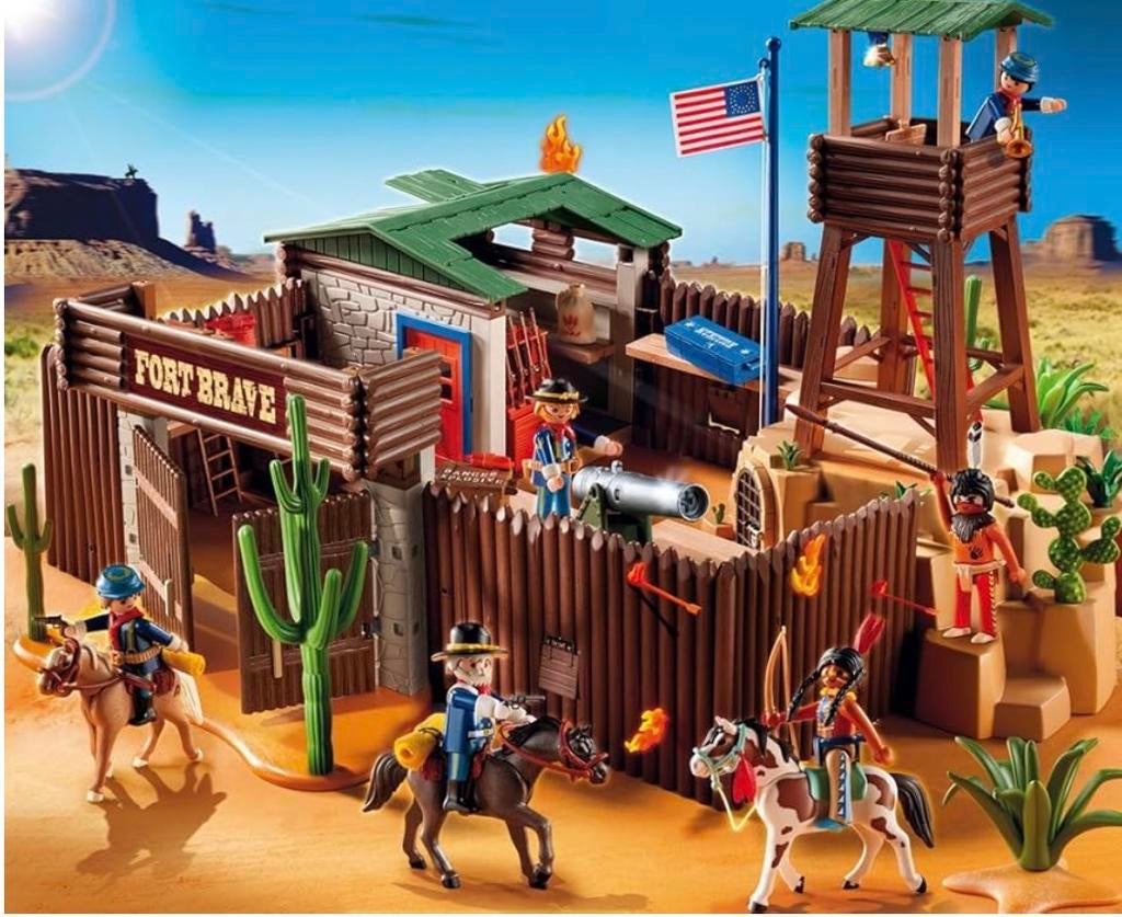 Playmobil Cowboys en Indianen - Fort, Paarden, Koets, Ophalen, Gebruikt, Jongen of Meisje