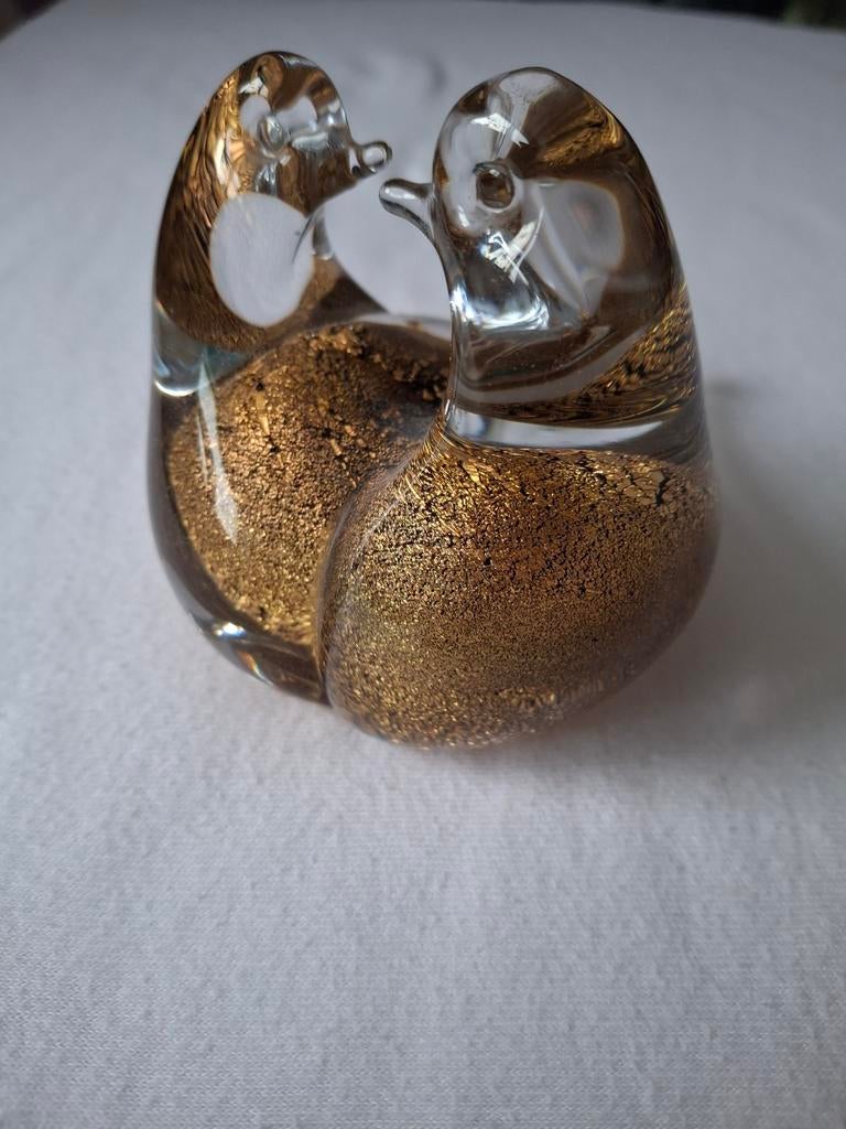 Glazen vogels ( ingelegd met blad goud ), Ophalen of Verzenden, Zo goed als nieuw