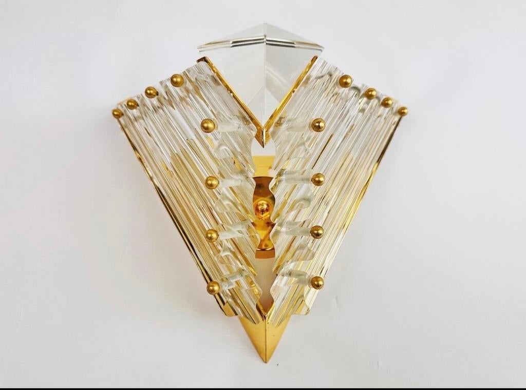 Vintage Novaresi / Venini kristal wandlamp, Huis en Inrichting, Lampen | Wandlampen, Zo goed als nieuw, Glas, Metaal, Ophalen of Verzenden