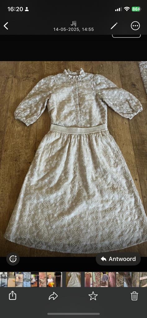 Elegante beige rok met bloemenborduursel - Purdey, Maat 38/40 (M), Beige, Ophalen of Verzenden, Zo goed als nieuw