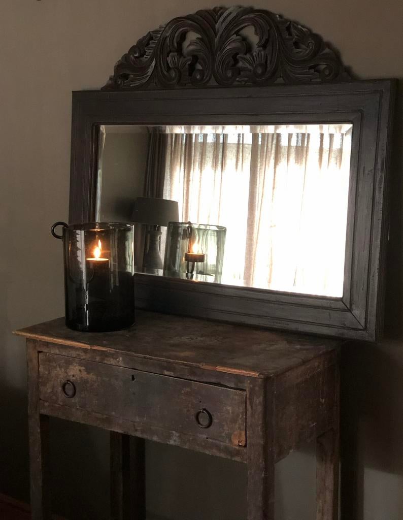 Grote kuif spiegel India oosters sober bohemian, Antiek en Kunst, Ophalen