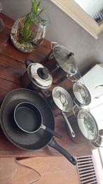 Pannenset, Ophalen of Verzenden, Zo goed als nieuw, Rvs, Pannenset