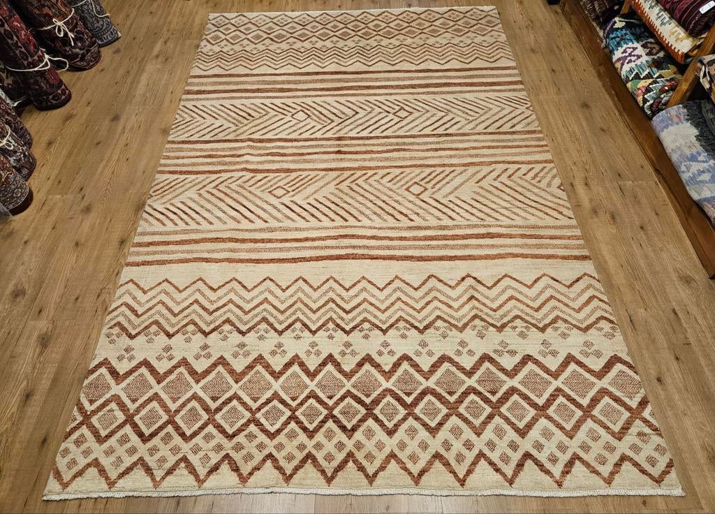 Handgeknoopt oosters tapijt modern design 300x196, Huis en Inrichting, Info@SlatsAntiek.nl, Bruin, Perzisch, 150 tot 200 cm