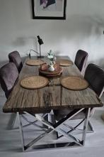 Eettafel met stoelen, Huis en Inrichting, Tafels | Eettafels, Zo goed als nieuw, 150 tot 200 cm, Rechthoekig, 50 tot 100 cm