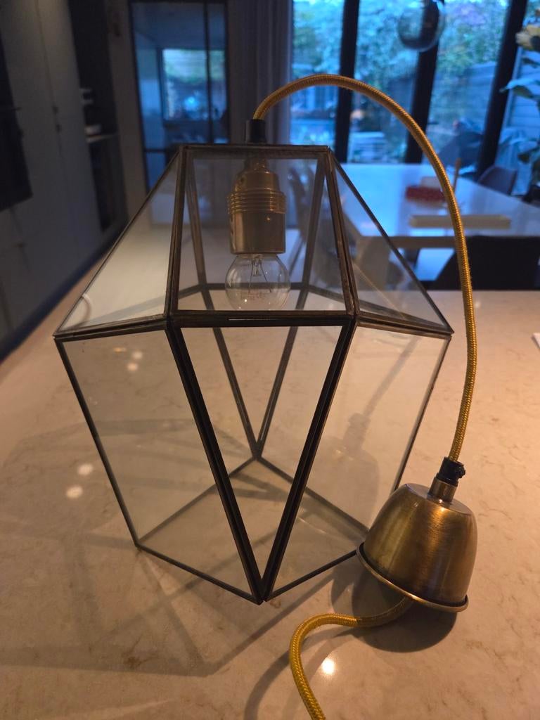 Lamp glas en metaal, Ophalen, Glas, Minder dan 50 cm