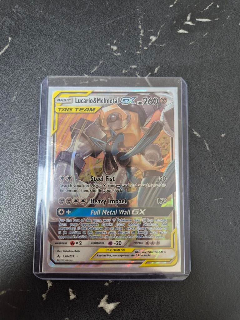 Pokémon kaart Lucario & Melmetal GX TAG TEAM, Ophalen of Verzenden, Zo goed als nieuw