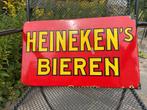 Mooi emaille HEINEKEN's bieren bord.  Langcat Bussum., Ophalen of Verzenden, Gebruikt, Reclamebord
