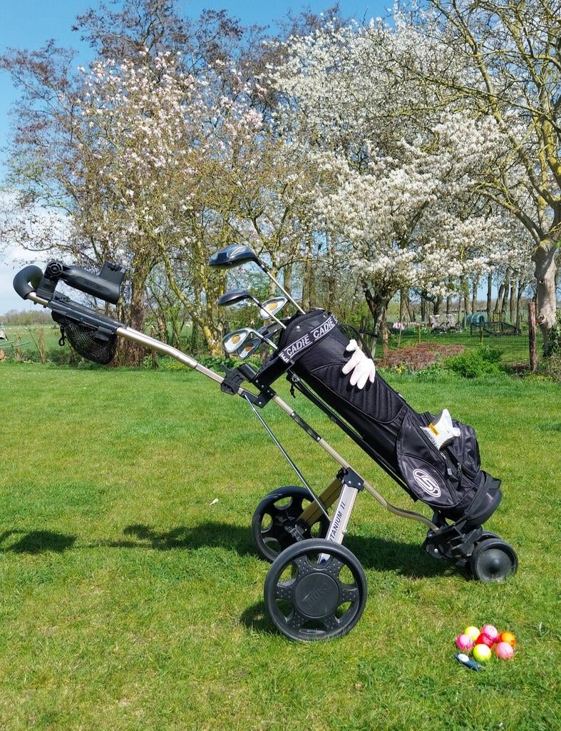 Halve dames golfset o.a. tas, trolley, ballen, handschoen, Ophalen, Gebruikt, Set, Overige merken