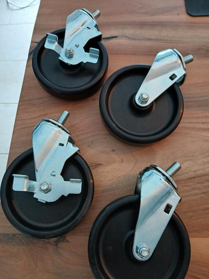 Zwenkwielen Draai wielen 125mm draadstift M10 x 25mm zwart, Doe-het-zelf en Verbouw, Zwenkwielen, Nieuw, Ophalen of Verzenden