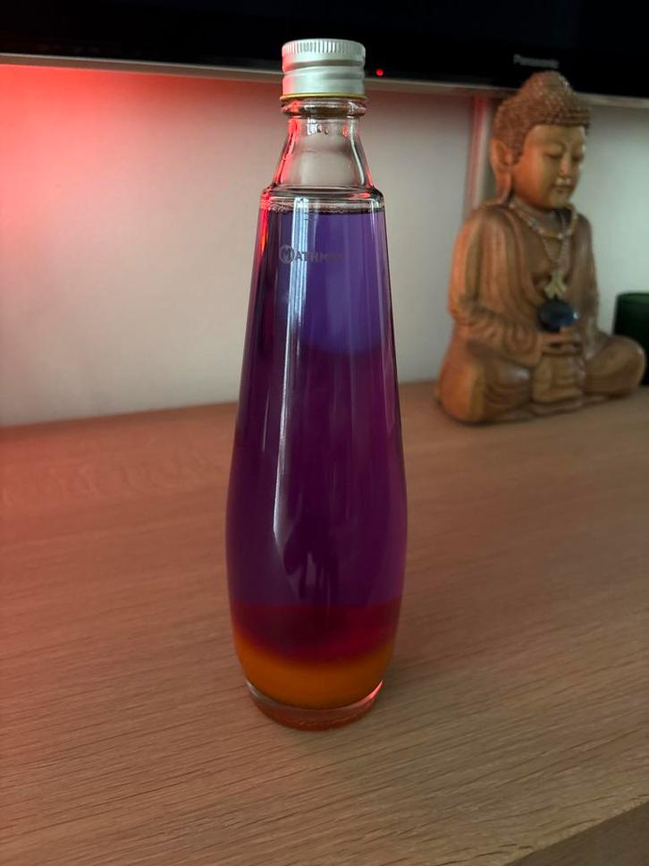 Mathmos Telstar lavalamp fles - Violet Oranje, Huis en Inrichting, Woonaccessoires | Overige, Zo goed als nieuw, Glas, Meerkleurig