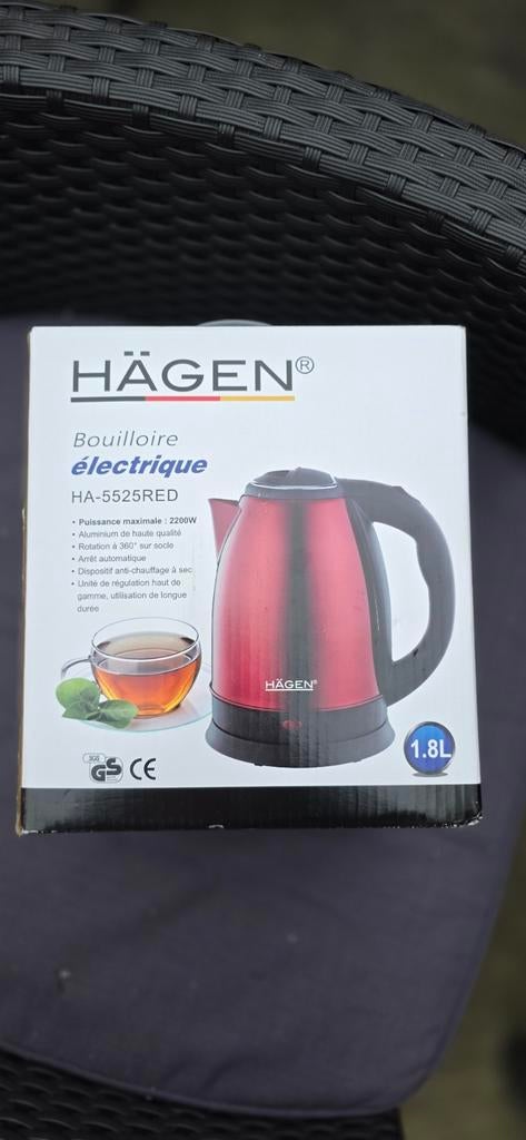 HÄGEN HA-5525RED Waterkoker - 1.8L - Rood, Ophalen of Verzenden