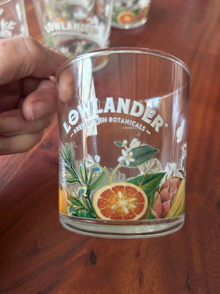 5 Lowlander Botanical glazen, Nieuw, Ophalen of Verzenden, Meerkleurig, Overige merken