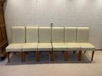 6 witte eetkamerstoelen met hoge leuning en leren bekleding, Huis en Inrichting, Stoelen, Ophalen, Wit, Leer, Zo goed als nieuw