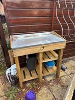 Oppottafel van geïmpregneerd hout met zinken blad, Ophalen, Zo goed als nieuw