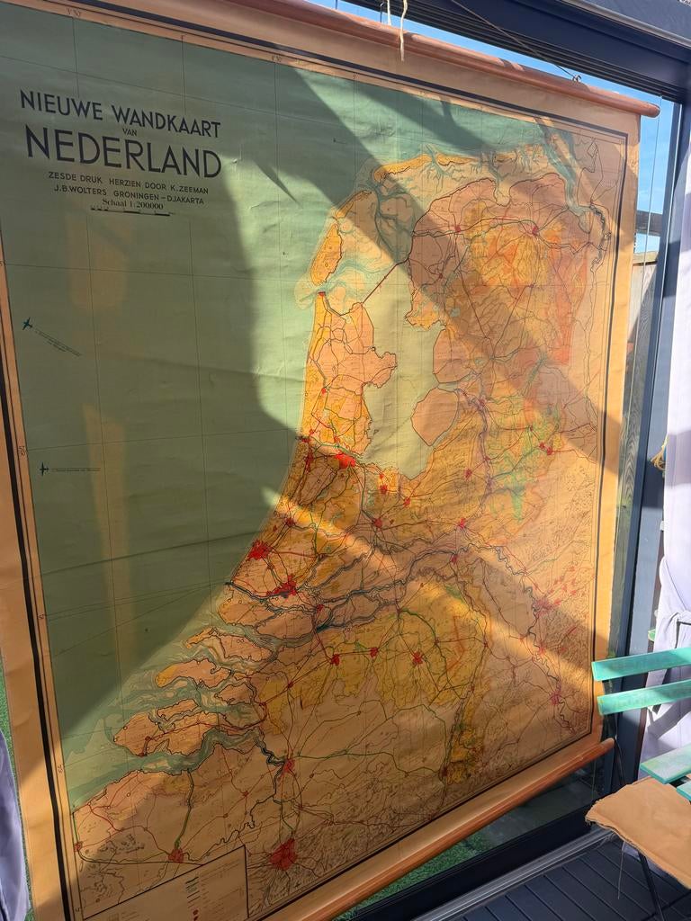 Oude school wandkaart Nederland - K. Zeeman, Ophalen, Aardrijkskunde