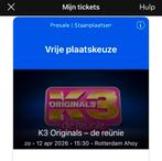 1 staanplaats K3 Originals Ahoy 12 april 2026, Eén persoon, April