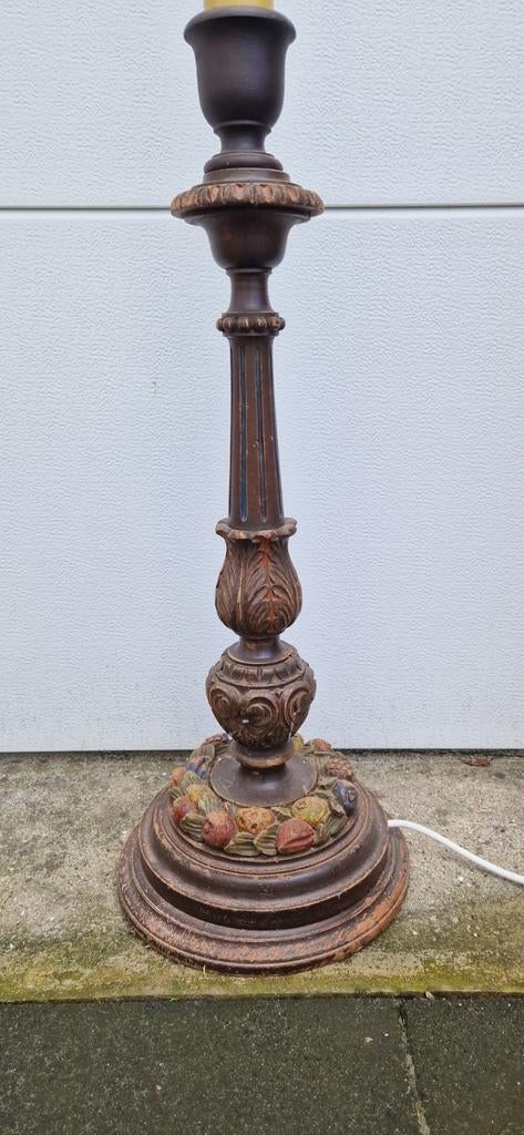 Vintage Houten Vloerlamp – Spanish Revival – 124 cm, Antiek en Kunst, Ophalen