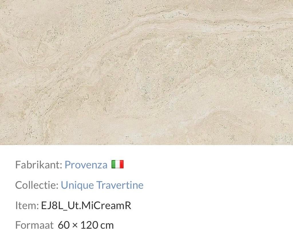 Provenza Travertin Look Tegels 60x120 cm - 1.44m², Ophalen, 60 cm of meer, Keramiek, Nieuw