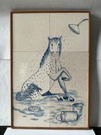 Tegeltableau met een schimmel (paard dus) onder de douche 6x, Ophalen of Verzenden