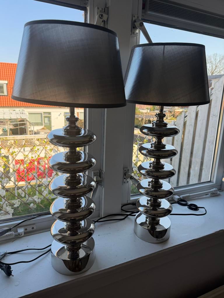 Riviera Maison lampen met lampenkappen, Huis en Inrichting, Lampen | Lampenkappen, Ophalen, Gebruikt, Rond, 50 cm of meer